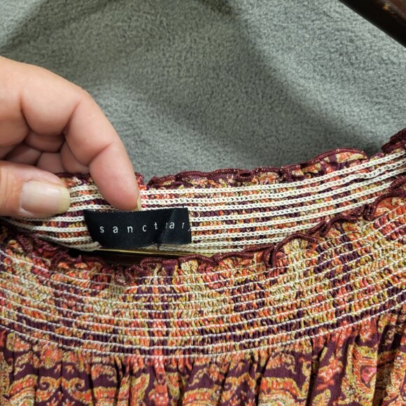 Sanctuary Boho Dress‎ Women's Sheer Lined Paisley Print Cottagecore Pockets - Picture 4 of 8